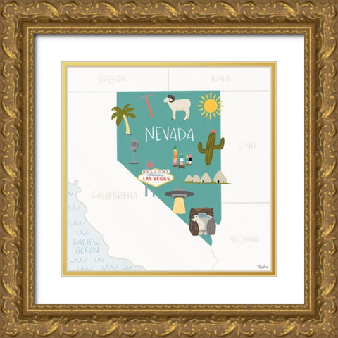 Nevada Icons Gold Ornate Wood Framed Art Print with Double Matting by Louise, Gigi