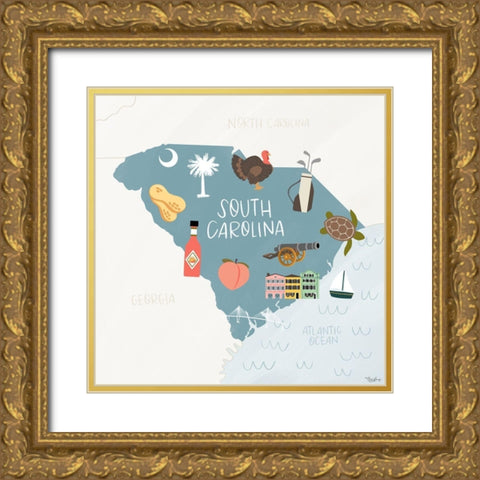 South Carolina Icons Gold Ornate Wood Framed Art Print with Double Matting by Louise, Gigi