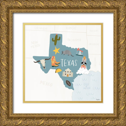 Texas Icons Gold Ornate Wood Framed Art Print with Double Matting by Louise, Gigi