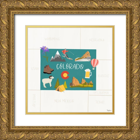 Colorado Icons Gold Ornate Wood Framed Art Print with Double Matting by Louise, Gigi