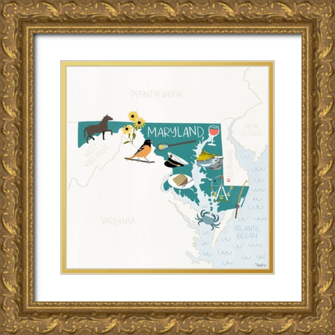 Maryland Icons Gold Ornate Wood Framed Art Print with Double Matting by Louise, Gigi