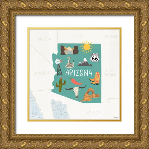 Arizona_Icons Gold Ornate Wood Framed Art Print with Double Matting by Louise, Gigi