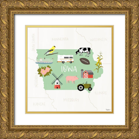 Iowa_Icons Gold Ornate Wood Framed Art Print with Double Matting by Louise, Gigi