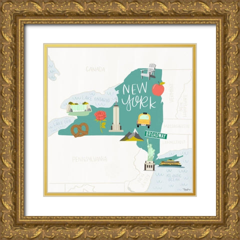 New York Icons Gold Ornate Wood Framed Art Print with Double Matting by Louise, Gigi