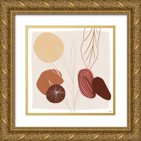 Earthen Abstract Gold Ornate Wood Framed Art Print with Double Matting by Louise, Gigi