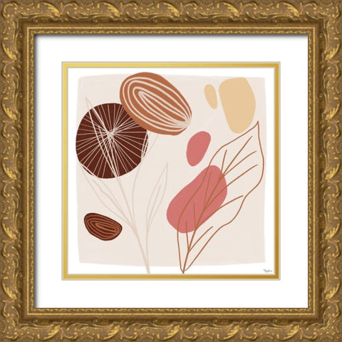 Earthen Abstract 2 Gold Ornate Wood Framed Art Print with Double Matting by Louise, Gigi