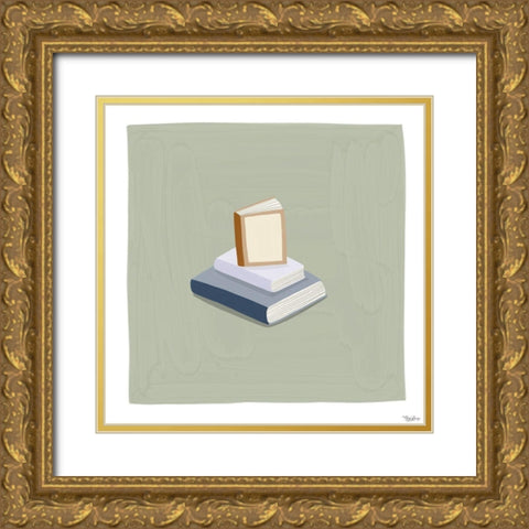 Books Gold Ornate Wood Framed Art Print with Double Matting by Louise, Gigi