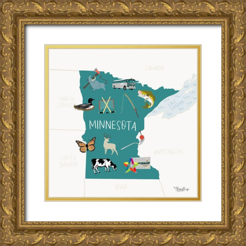 Minnesota Gold Ornate Wood Framed Art Print with Double Matting by Louise, Gigi
