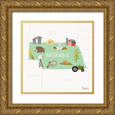 Nebraska Gold Ornate Wood Framed Art Print with Double Matting by Louise, Gigi