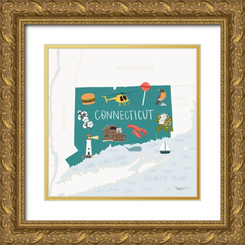 Connecticut Gold Ornate Wood Framed Art Print with Double Matting by Louise, Gigi