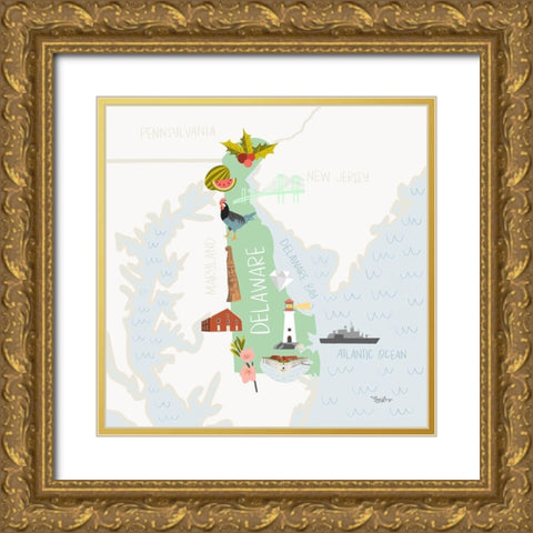Delaware Gold Ornate Wood Framed Art Print with Double Matting by Louise, Gigi