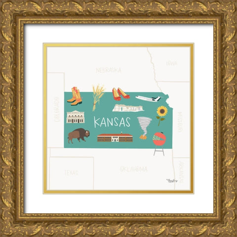 Kansas Gold Ornate Wood Framed Art Print with Double Matting by Louise, Gigi