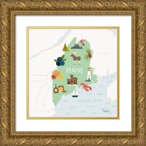 Maine Gold Ornate Wood Framed Art Print with Double Matting by Louise, Gigi