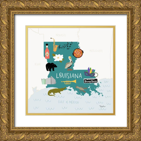 Louisiana Gold Ornate Wood Framed Art Print with Double Matting by Louise, Gigi