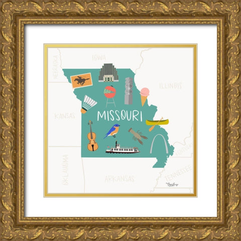 Missouri Gold Ornate Wood Framed Art Print with Double Matting by Louise, Gigi