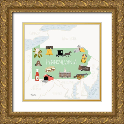 Pennsylvania Gold Ornate Wood Framed Art Print with Double Matting by Louise, Gigi