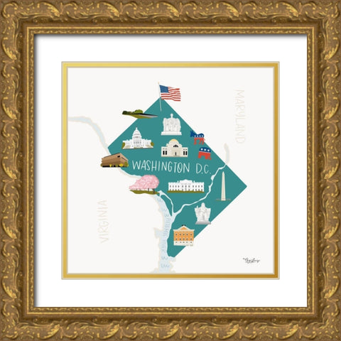 Washington DC Gold Ornate Wood Framed Art Print with Double Matting by Louise, Gigi
