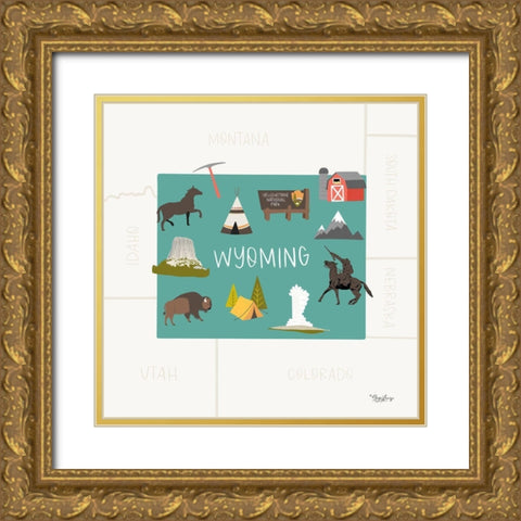 Wyoming Gold Ornate Wood Framed Art Print with Double Matting by Louise, Gigi