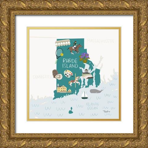 Rhode Island Gold Ornate Wood Framed Art Print with Double Matting by Louise, Gigi