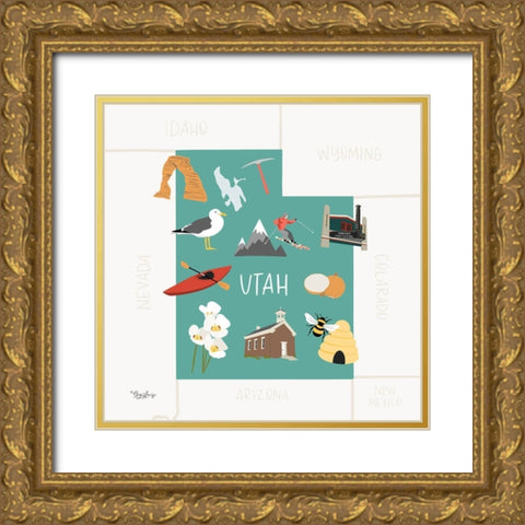 Utah Gold Ornate Wood Framed Art Print with Double Matting by Louise, Gigi