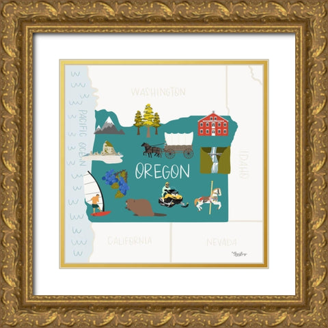 Oregon Gold Ornate Wood Framed Art Print with Double Matting by Louise, Gigi