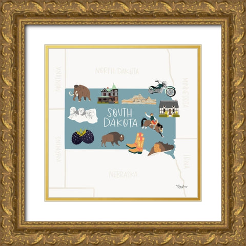 South Dakota Gold Ornate Wood Framed Art Print with Double Matting by Louise, Gigi