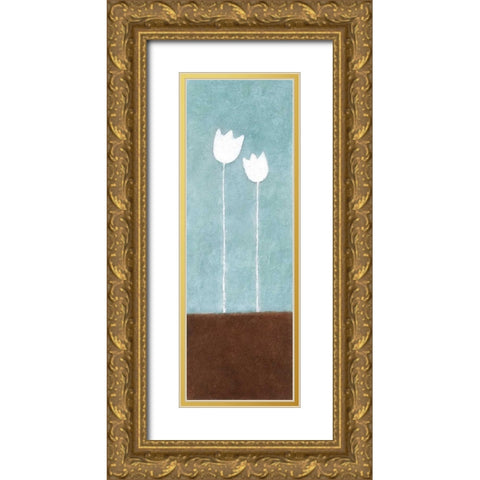 2 Tulips Gold Ornate Wood Framed Art Print with Double Matting by Emery, Kristin