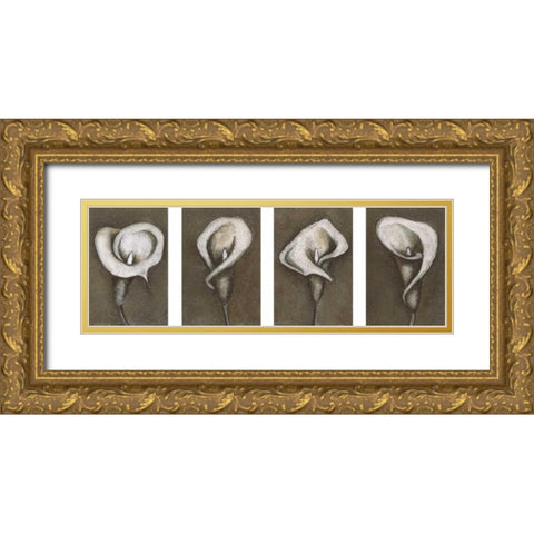 Flower Set Gold Ornate Wood Framed Art Print with Double Matting by Emery, Kristin