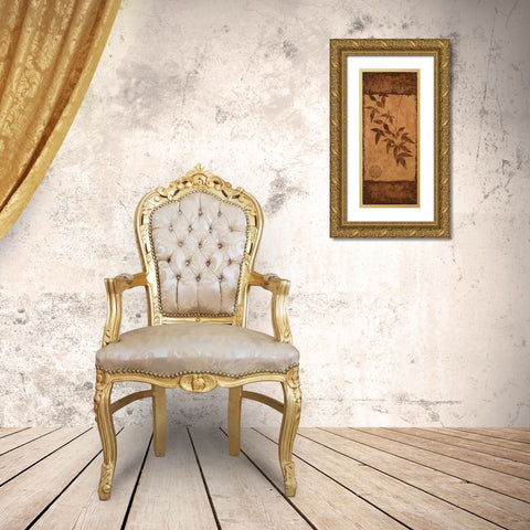 Vertical Leaves I Gold Ornate Wood Framed Art Print with Double Matting by Emery, Kristin