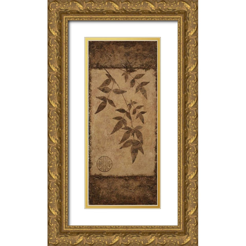 Leaves Choc Brown Gold Ornate Wood Framed Art Print with Double Matting by Emery, Kristin