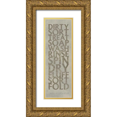 Lanundry List Gold Ornate Wood Framed Art Print with Double Matting by Emery, Kristin