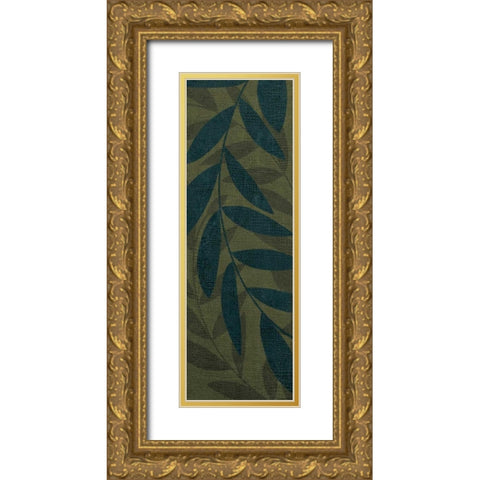 Medium Green Leaves Gold Ornate Wood Framed Art Print with Double Matting by Emery, Kristin