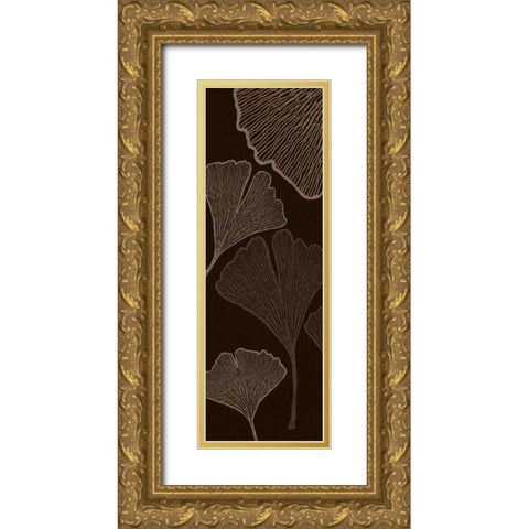 Dark Falling Flowers Gold Ornate Wood Framed Art Print with Double Matting by Emery, Kristin