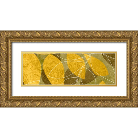 Leaves I Gold Ornate Wood Framed Art Print with Double Matting by Emery, Kristin