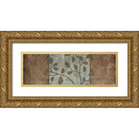 Rustic Leaves I Gold Ornate Wood Framed Art Print with Double Matting by Emery, Kristin