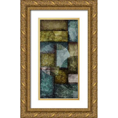 Rectangles with Circles I - Left Gold Ornate Wood Framed Art Print with Double Matting by Emery, Kristin