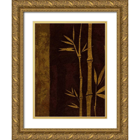 Deep Red Rectangle - Left Gold Ornate Wood Framed Art Print with Double Matting by Emery, Kristin