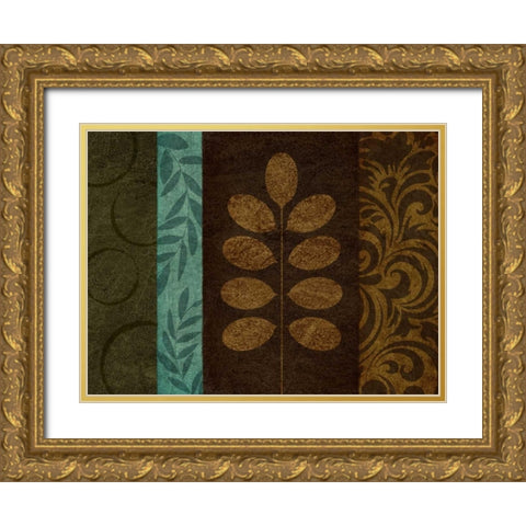 Pressed Leaves II Gold Ornate Wood Framed Art Print with Double Matting by Emery, Kristin