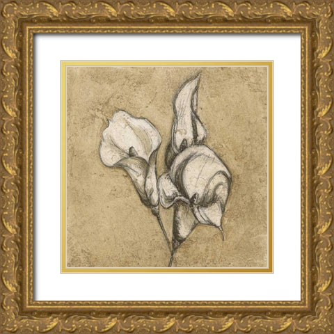 Calla Lily I Gold Ornate Wood Framed Art Print with Double Matting by Emery, Kristin