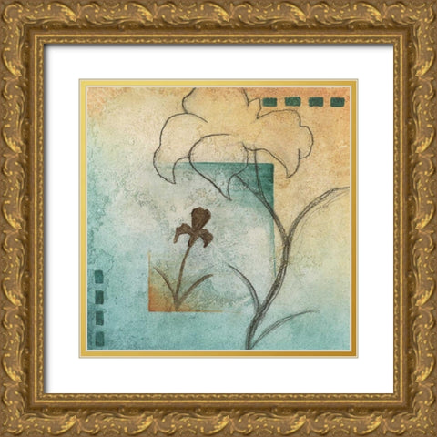 Flower Abstract II Gold Ornate Wood Framed Art Print with Double Matting by Emery, Kristin