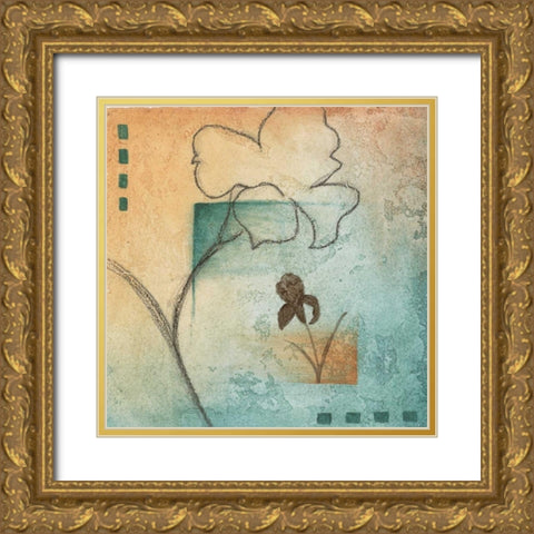 Flower Abstract I Gold Ornate Wood Framed Art Print with Double Matting by Emery, Kristin