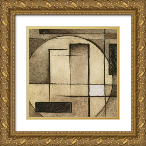 Brown Circle Box I Gold Ornate Wood Framed Art Print with Double Matting by Emery, Kristin