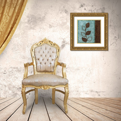 Brown Leaves Square - Right Gold Ornate Wood Framed Art Print with Double Matting by Emery, Kristin