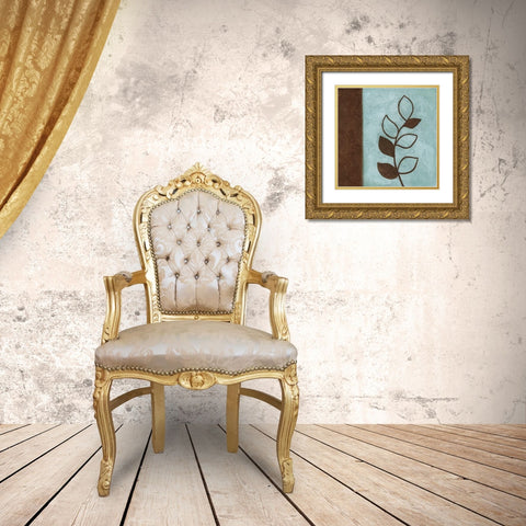 Brown Leaves Square - Left Gold Ornate Wood Framed Art Print with Double Matting by Emery, Kristin