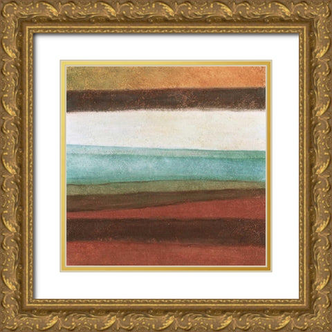 Stripes II Gold Ornate Wood Framed Art Print with Double Matting by Emery, Kristin