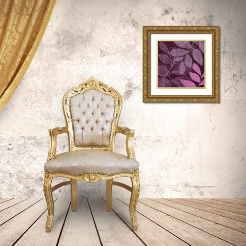 Purple Leaves II Gold Ornate Wood Framed Art Print with Double Matting by Emery, Kristin