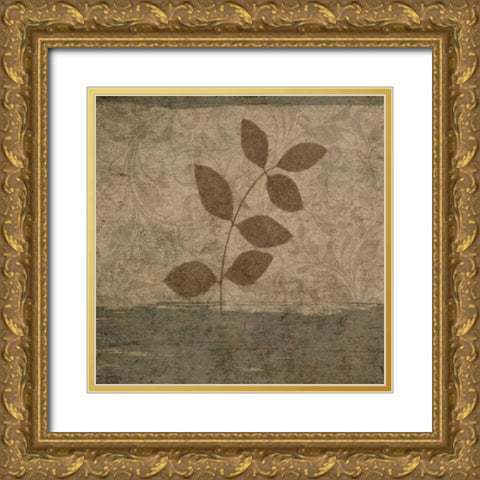 Vintage Leaves I Gold Ornate Wood Framed Art Print with Double Matting by Emery, Kristin