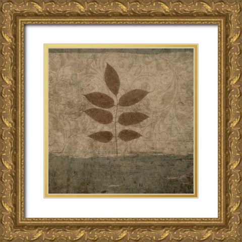 Vintage Leaves II Gold Ornate Wood Framed Art Print with Double Matting by Emery, Kristin
