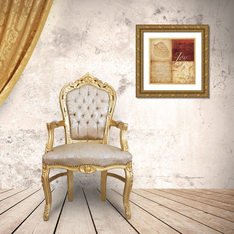 Red and Gold Joy I Gold Ornate Wood Framed Art Print with Double Matting by Emery, Kristin