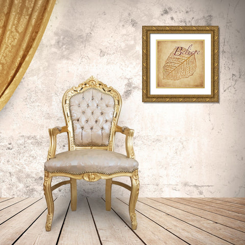 Red and Gold Believe Gold Ornate Wood Framed Art Print with Double Matting by Emery, Kristin